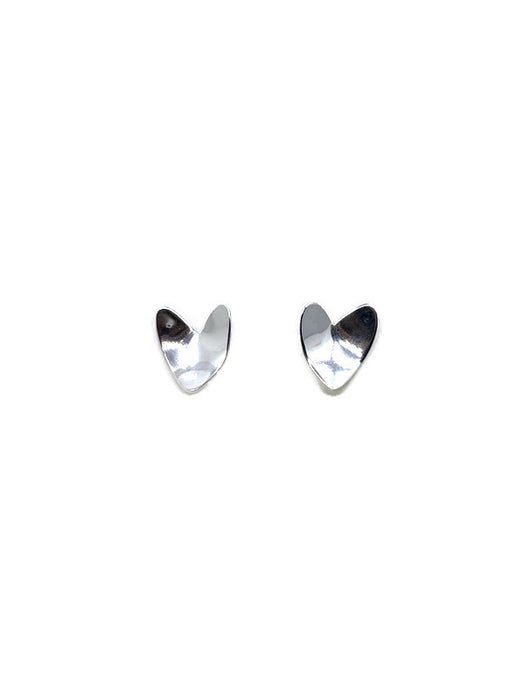 Silver Concave Heart Stud Earrings – Just Delights Cornwall